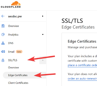 Cloudflare SSL TLS Edge Settings